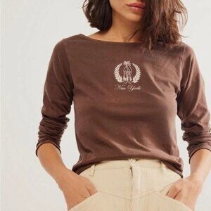 NEW! Free People New York Ballet Crest Long-Sleeve Tee